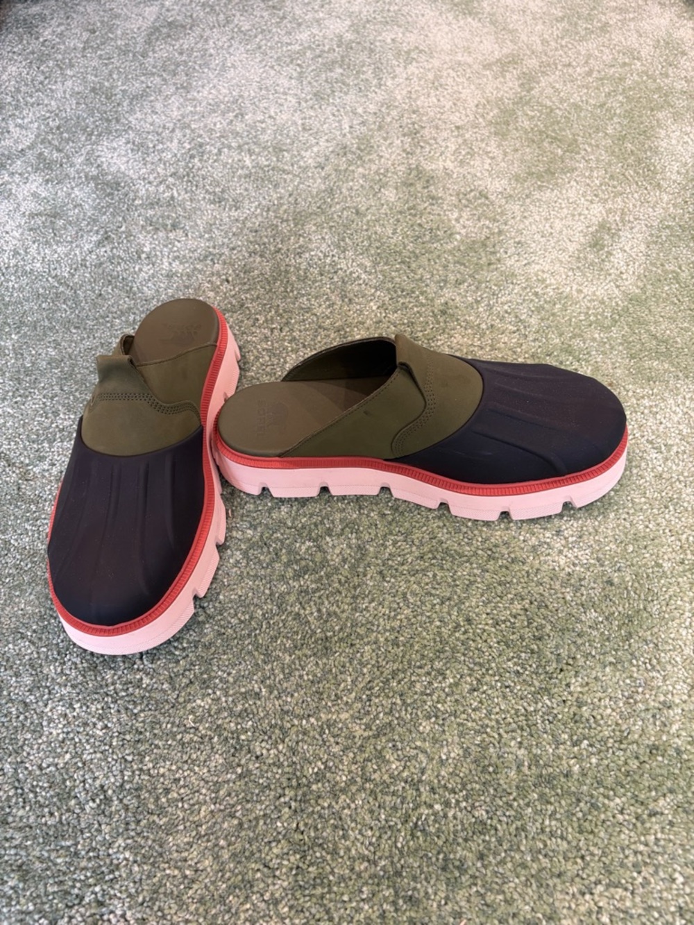 Sorel Olive, Black & Pink Rubber-Trim Slip-On Clogs - Picture 2 of 4